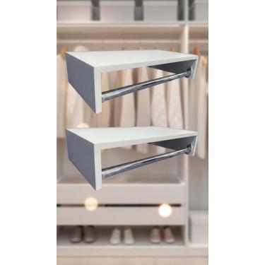 Imagem de Kit 2 Cabideiros De Parede Arara Roupas 50cm Branco - Congratulations 