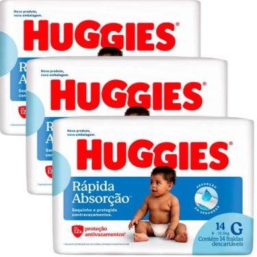 Imagem de Fralda Huggies Rápida Absorção Tamanho G 3 Pacotes