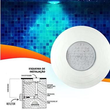 Imagem de Iluminação para Piscina Refletor Power LED 9w ABS Mono Frente Grande 27cm para Nicho Antigo - Brustec