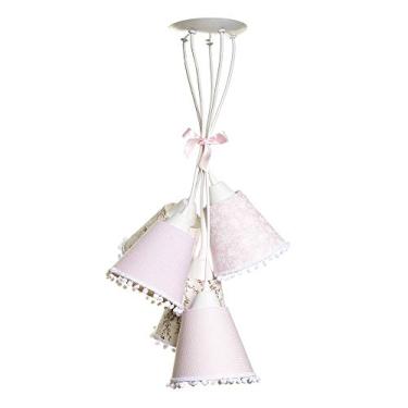 Imagem de Potinho de Mel Pendente Com 5 Cúpulas Com Grelô Quarto Bebê Infantil Menina Rosa
