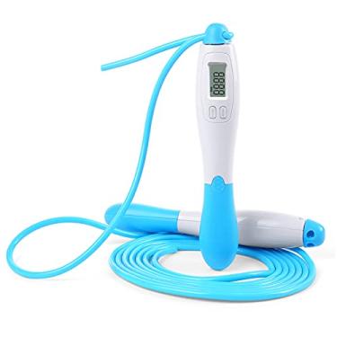 Imagem de Corda de pular Corda de pular Corda ajustável & Corda de pular digital Contador de calorias ajustável Salto de pular cordas Exercícios de fitness Exercícios de queima de gordura Boxe(Azul)