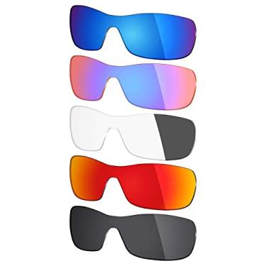Imagem de 5 pares de lentes polarizadas de substituição Mryok para óculos de sol Oakley Antix – Stealth preto/vermelho fogo/cinza fotocromático/rosa cobalto/azul gelo