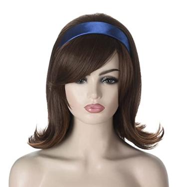 Imagem de Peruca Flip Feminina Coraline 70s Pin Up Pelucas 60s Retro Beehive Estilo Vintage Look Betty Rubble Peruca Traje de Halloween Peruca Feminina com Bang (Preto)… (Marrom)