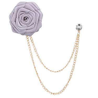 Imagem de Broches de casamento modernos para noivos feitos à mão, broche de flor de rosa, broche de lapela, broche de borla, corrente, acessórios para terno masculino, Metal, Cristal,