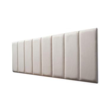 Imagem de Placas Cabeceira Modulada Adesiva Queen Estofada 160cm x 60cm Kit 8 Placas - Suede Off White