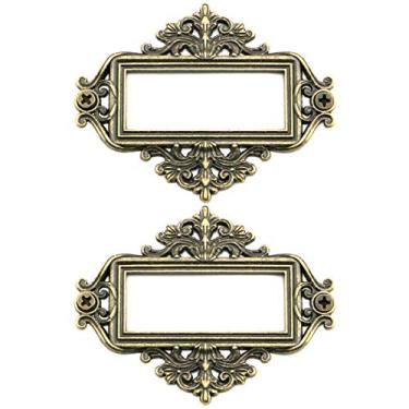 Imagem de Porta-etiquetas Lind Kitchen 12 peças de renda vintage retrô metal decorativo caixa de gaveta etiqueta cartão slot moldura suporte de etiqueta (bronze antigo)
