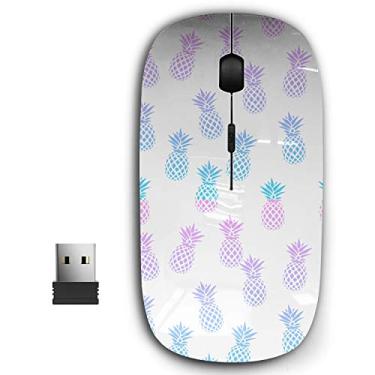Imagem de Mouse sem fio USB ergonômico portátil 2,4 G para PC, laptop, computador, notebook com nano receptor (abacaxis em branco)