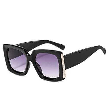 Imagem de Óculos de sol grandes retrô quadrados femininos designer legal sexy vintage preto grandes óculos de sol masculinos na moda grandes tons pretos, preto c4 cinza, tamanho único
