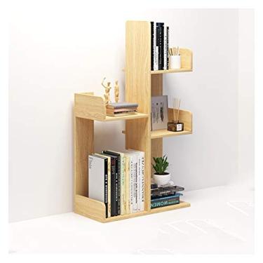 Imagem de KIZQYN Estante de mesa de escritório prateleira de exibição de madeira organizador de mesa rack de armazenamento de escritório estante de bancada organizador de mesa suprimentos de escritório estante (cor: b-natural)