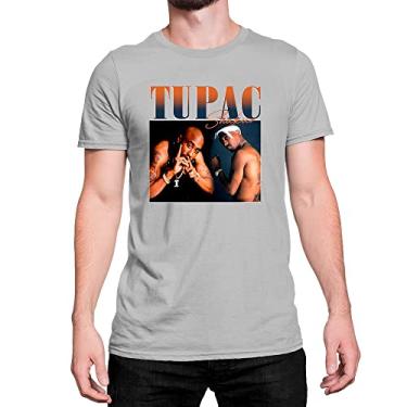 Imagem de Camiseta T-Shirt Estampada 2Pac Tupac Rapper Cor:Cinza;Tamanho:G