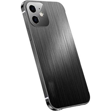 Imagem de KANUZ Capa para iPhone 12, capa de telefone anti-queda ultrafina, capa de telefone de metal escovado, capas protetoras de absorção de choque capa de telefone (2 materiais) (cor: A, tamanho: para iphone13Pro)