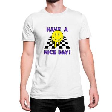Imagem de Camiseta T-Shirt Have A Nice Day Emoji Sorriso Xadrez - Shap Life