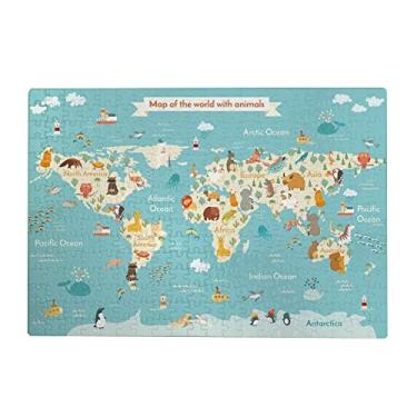Imagem de Quebra-cabeça de 1000 peças para adultos – Mapa Mundial de Desenho Animado com Animais, Jogo de Quebra-cabeças Infantil