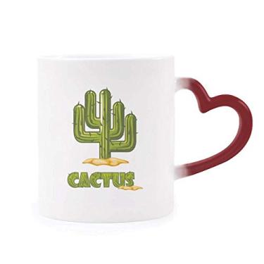 Imagem de Suculentas de cacto em vaso com planta verde sensível ao calor Caneca de grés que muda de cor vermelha