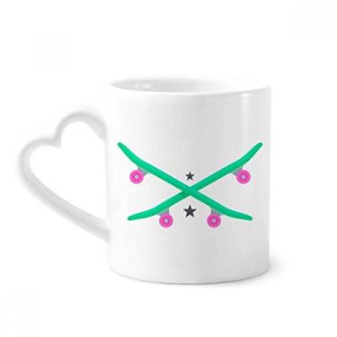 Imagem de Esqui de Inverno Esqui Caneca Rosa Verde Café Cerâmica Copo Coração de Vidro