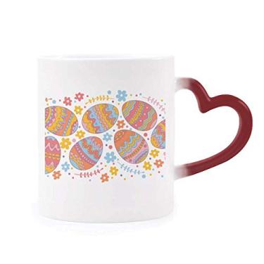 Imagem de Caneca de grés colorida do festival de religião da Páscoa sensível ao calor com mudança de cor vermelha