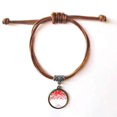 Imagem de DIYthinker Pulseira de couro com corações de flores Feliz Dia dos Namorados Marrom Joia Presente