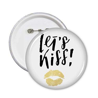 Imagem de Citação Let's Kiss Broches estilo escrita à mão, distintivo, botão, decoração de roupas, 5 peças