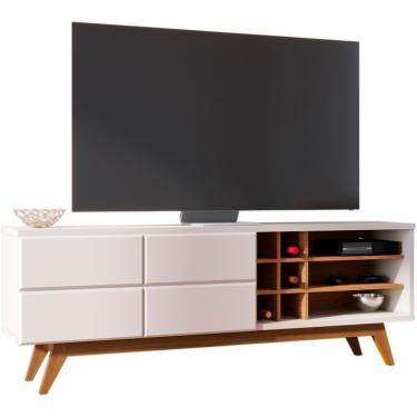 Imagem de Bancada Rack Para Tv 70 Polegadas Com Adega Noronha Off White Matte Freijo Clb Off White Matte Freijo