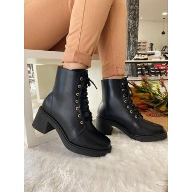 Imagem de Bota Coturno Militar Feminino Beira Rio Feminina 9082.102 Preto Salto