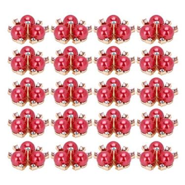 Imagem de de Flor de Pérola 20 Peças Acessórios de Liga de Punho Broche de Diamante Joias Lantejoulas (Vermelho)