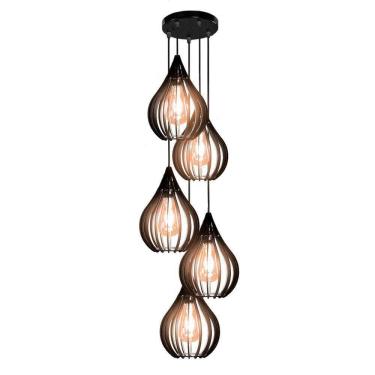 Imagem de Luminária Teto Lustre Pendente Balcão Cozinha Sala 5 Chile Cor:preto