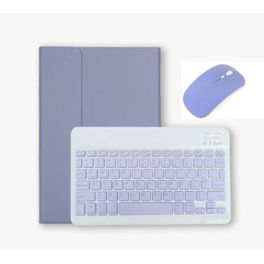 Imagem de SAMTUNK Capa teclado for Xiaomi Redmi Pad SE 11" 2023, Capa teclado Retro com teclas quadrado e mouse Teclado colorido bonito Teclado sensível ao removível Capa -roxo