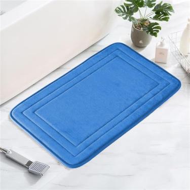 Imagem de GROWBY Tapete de banheiro Tapete antiderrapante Tapete de chuveiro Capacho macio e confortável absorvente à máquina lavável mais fácil de secar, azul royal, 400 mm x 600 mm
