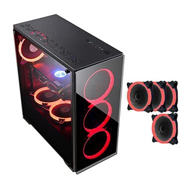 Imagem de Gabinete Gamer ATX Gaming Case - Micro ATX PC Case/ATX Computer Case - Mid Tower - Acrylic Glass - Support 6 Fans (Red Eclipse Fan） (Color : 4 fan)