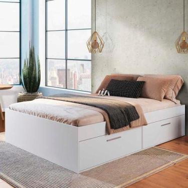 Imagem de Cama Box Casal 4 Portas Branco Osaka Shop Jm