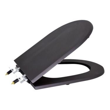 Imagem de Assento Sanitário Poliéster para Louça Riviera/smart celite Super Luxo Cromado Onix Preto Fosco