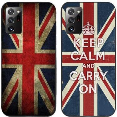 Imagem de 2 peças Keep Calm Carry On Retro Bandeira do Reino Unido impressa TPU gel silicone capa de telefone traseira para Samsung Galaxy (Galaxy Note 20 Ultra)