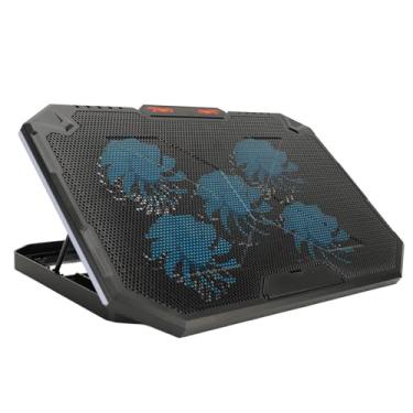 Imagem de Almofada de Resfriamento para Laptop, Suporte de resfriamento para laptop RGB ajustável em altura com 5 ventiladores silenciosos para notebooks de 13 a 17 polegadas