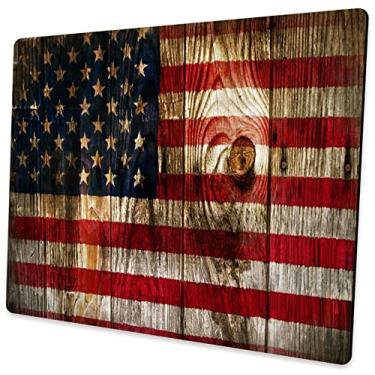 Imagem de Mouse pad quadrado personalizado para jogos, mouse pad para escritório, com bandeira americana de grão de madeira antiderrapante base de borracha para mouse pad para desktop e laptop