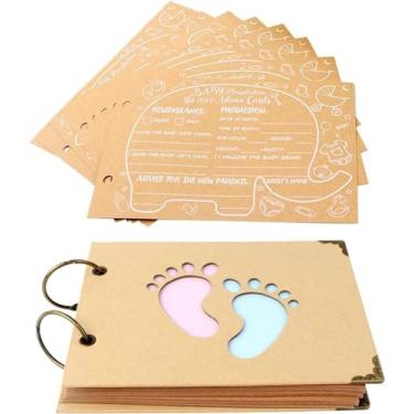 Imagem de OurWarm 40 peças de cartões de previsão de elefante para chá de bebê, estampa animal, papel kraft tamanho grande 19 x 14 x 2 cm, perfeito para festa de revelação de gênero e lembrança de novos pais