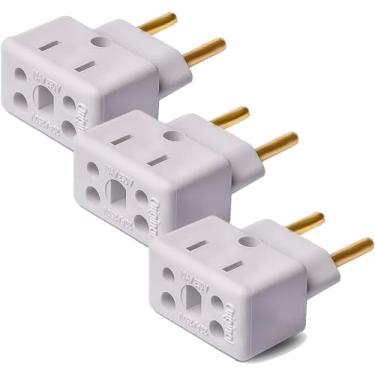 Imagem de Kit com 03 Adaptadores Tomada Bob Esponja Benjamin 10A 20A Plug Pino Grosso 250v - Plugue Bivolt 110v 220v - Complete Store