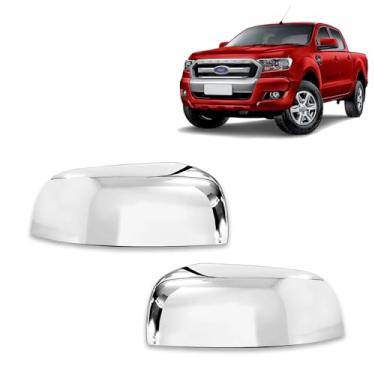 Imagem de Par Aplique Cromado para Capa Retrovisor Ford Ranger 2013 2014 2015 2016