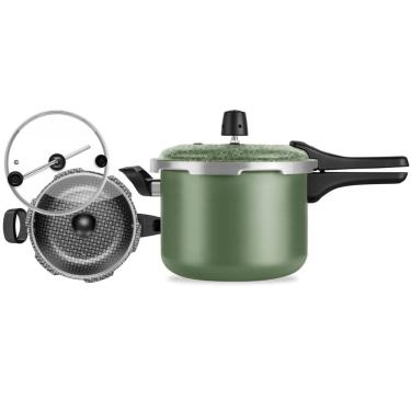 Imagem de Conjunto Versátil 2 Panelas de Pressão Com 3 Tampas Kit Patolux