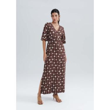 Imagem de Vestido Midi Evasê Estampado Em Viscose Creponada - Hering