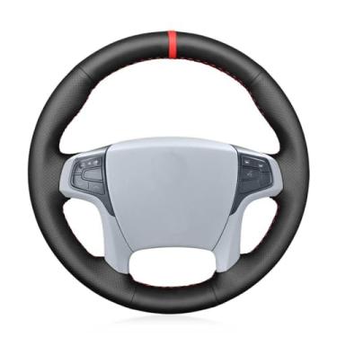 Imagem de USHTIGER Capa de volante de carro para Toyota Sienna 2011 2012 2013 2014 DIY personalização acessórios interiores preto microfibra couro vermelho linha marcador