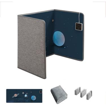 Imagem de Aquecedor elétrico portátil com termostato e temporizador Aquecedor de pés dobrável para escritório e casa Aquecedor de painel pessoal para pernas e pés Compacto e eficiente, E