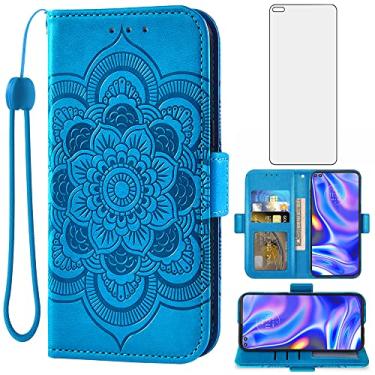 Imagem de Asuwish Capa carteira compatível com Moto One 5G/One5G UW/Moto G G5 Plus e protetor de tela de vidro temperado, capa flip com suporte para cartão de crédito, capas para celular para Motorola One Lite