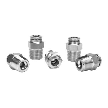 Imagem de DERPIPE Encaixe Push to Connect - Aço Inoxidável 304 macho reto 1/10.2 cm Tubo OD x 1/10.2 cm NPT Rosca Pneumática Push Lock Fitting (pacote com 5)