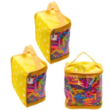 Imagem de Kit 3 Organizadores Baú Brinquedos Blocos Montar Infantil Educativo Didático Bonecas Carrinhos Necessaire Quarto - P (Amarelo)