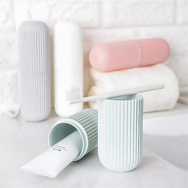 Imagem de Porta Escova de Dentes de Plástico, Moderno, Prático, Ideal para Viagem, Trabalho, Escola, Faculdade, Estojo Multiuso (Branco)