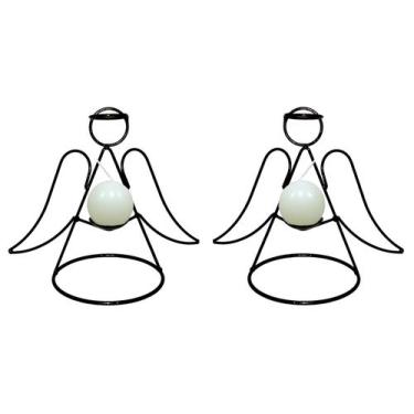 Imagem de Anjos 2 castiçais porta vela Decorativo Velitas vela branca - Velitas 