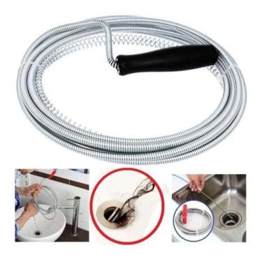 Imagem de Desentupidor Manual Ralo De Banheiro Pia Cozinha Aço Inox - MAX CLEAN