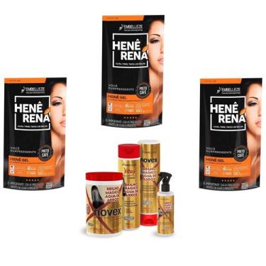 Imagem de Hene Em Gel Rena Preto Natural 03x180gr Pouch+Brilho Magico Agua de Ar