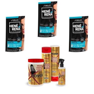 Imagem de Hene Em Gel Rena Preto Natural 03x180gr Pouch+Brilho Magico Agua de Ar