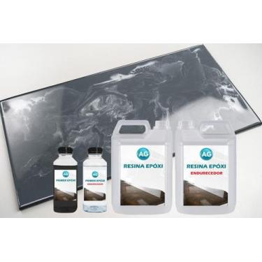 Imagem de Kit Porcelanato Líquido Metálico Cinza Ferro / Branco Perola - Resinas